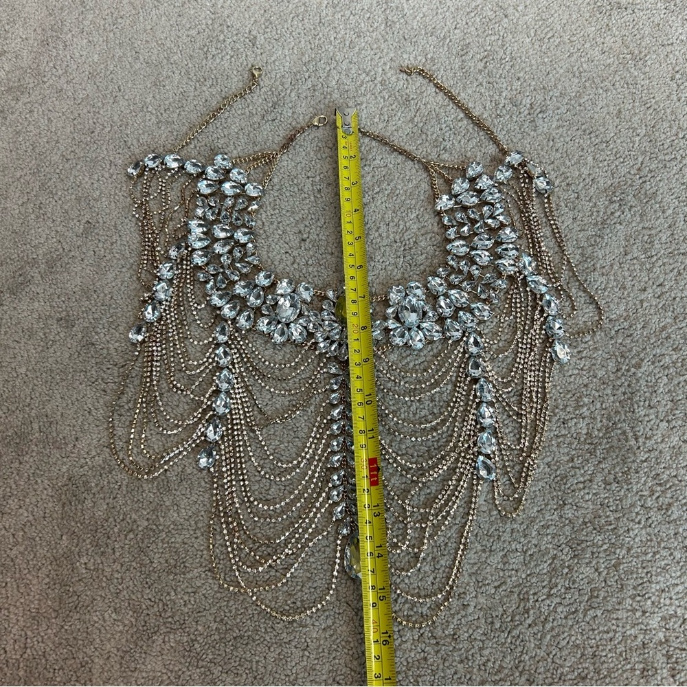 Bridal Luxury Wedding Body Jewelry Crystal Rhinestone Necklace Chains Statement - Picture 10 of 14
